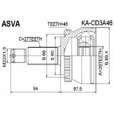 KA-CD3A46 ASVA Шарнирный комплект, приводной вал