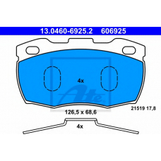 13.0460-6925.2 ATE Комплект тормозных колодок, дисковый тормоз
