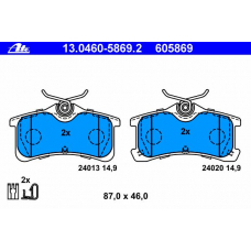 13.0460-5869.2 ATE Комплект тормозных колодок, дисковый тормоз
