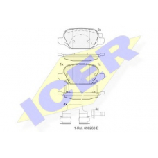 182128 ICER Комплект тормозных колодок, дисковый тормоз
