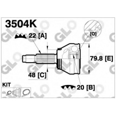 3504K GLO Шарнирный комплект, приводной вал