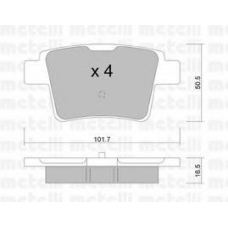 22-0677-0 METELLI Комплект тормозных колодок, дисковый тормоз