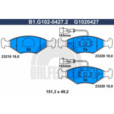 B1.G102-0427.2 GALFER Комплект тормозных колодок, дисковый тормоз
