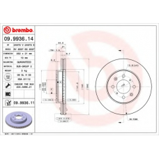 09.9936.14 BREMBO Тормозной диск