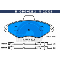 B1.G102-0328.2 GALFER Комплект тормозных колодок, дисковый тормоз