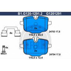 B1.G120-1291.2 GALFER Комплект тормозных колодок, дисковый тормоз