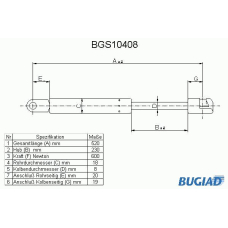 BGS10408 BUGIAD Газовая пружина, крышка багажник