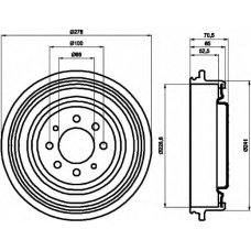 8DT 355 301-271 HELLA Тормозной барабан