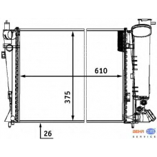 8MK 376 711-491 HELLA Радиатор, охлаждение двигателя