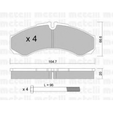 22-0212-0 METELLI Комплект тормозных колодок, дисковый тормоз