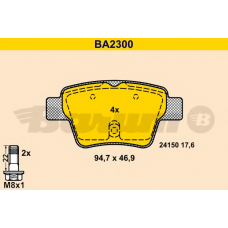 BA2300 BARUM Комплект тормозных колодок, дисковый тормоз