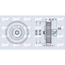 15-3225 IPD Натяжной ролик, поликлиновой  ремень