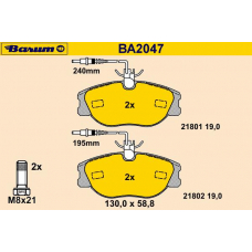 BA2047 BARUM Комплект тормозных колодок, дисковый тормоз