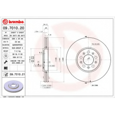 09.7010.21 BREMBO Тормозной диск