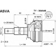 TY-304A48 ASVA Шарнирный комплект, приводной вал