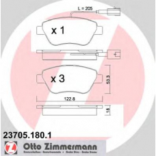 23705.180.1 ZIMMERMANN Комплект тормозных колодок, дисковый тормоз