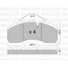 22-0585-0 METELLI Комплект тормозных колодок, дисковый тормоз