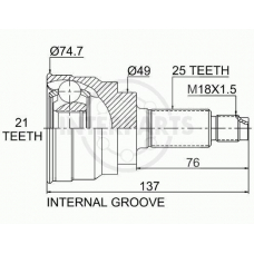 OJ-0713 InterParts Шарнирный комплект, приводной вал