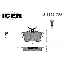 181165-700 ICER Комплект тормозных колодок, дисковый тормоз