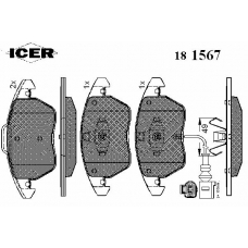 181567 ICER Комплект тормозных колодок, дисковый тормоз