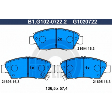 B1.G102-0722.2 GALFER Комплект тормозных колодок, дисковый тормоз