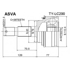 TY-LC200 ASVA Шарнирный комплект, приводной вал