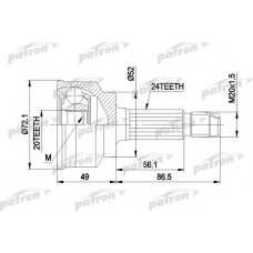 PCV1261 PATRON Шарнирный комплект, приводной вал