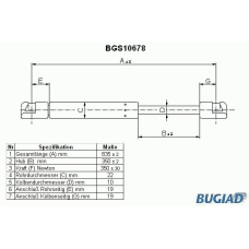 BGS10678 BUGIAD Газовая пружина, крышка багажник