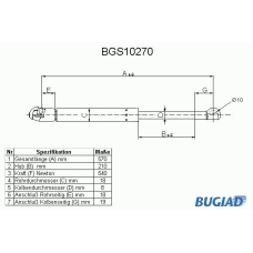 BGS10270 BUGIAD Газовая пружина, крышка багажник