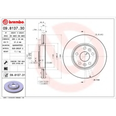 09.8137.30 BREMBO Тормозной диск