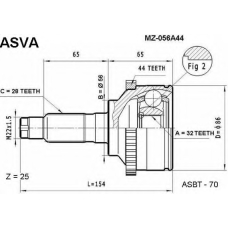 MZ-056A44 ASVA Шарнирный комплект, приводной вал