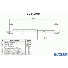 BGS10079 BUGIAD Газовая пружина, крышка багажник