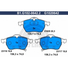 B1.G102-0642.2 GALFER Комплект тормозных колодок, дисковый тормоз